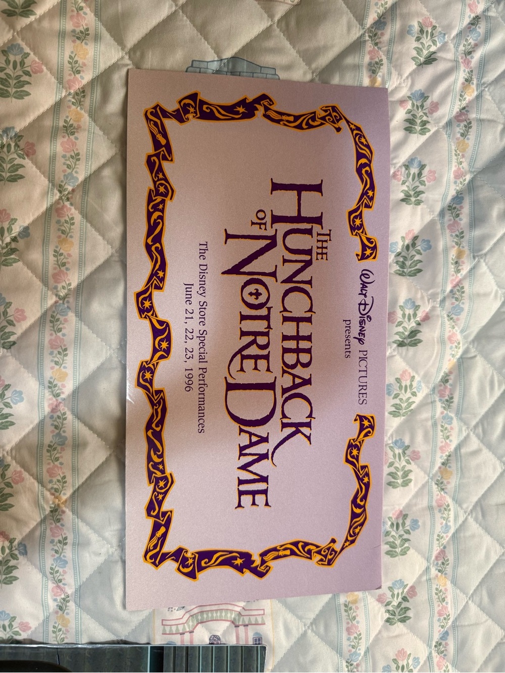 Disney Hunchback of Notre Dame Purple and Gold Title Print